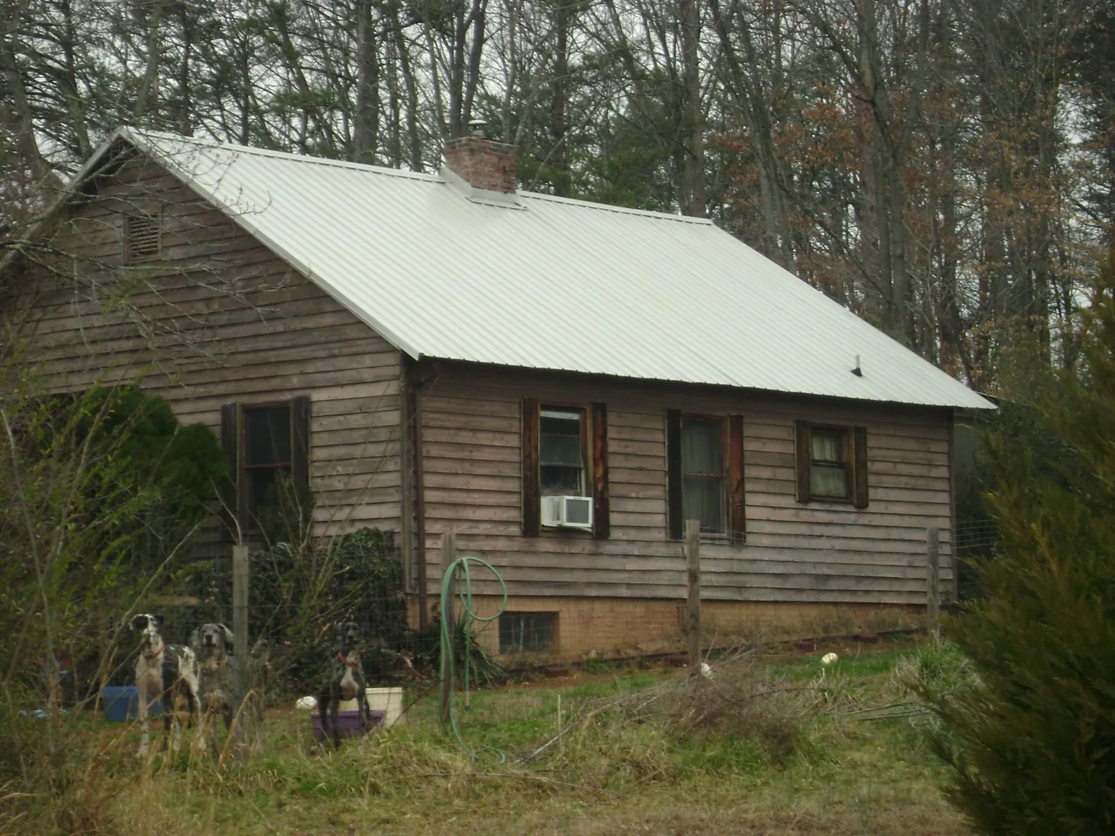 White metal roof on an old wood sided farmhouse, from a Metal Roof Installation job in Glencliff